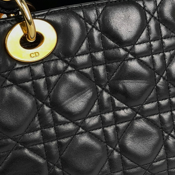 Christian Dior Lady Dior Cannage Medium Leather 2WAY Bag Black - Picture 5 of 9